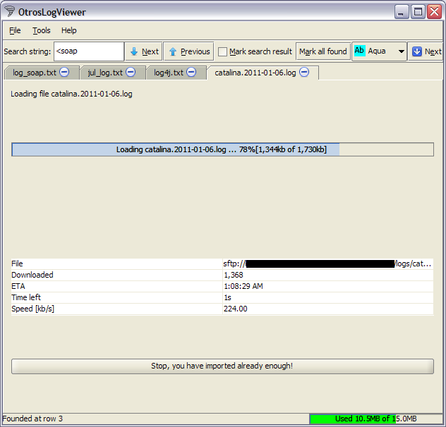 Loading logs from network resource